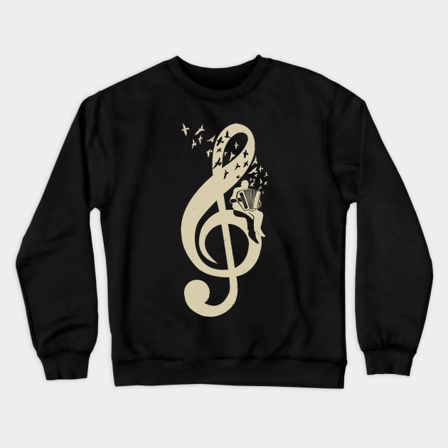 Treble Clef -  Music Accordion - Vintage Crewneck Sweatshirt by barmalisiRTB